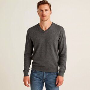 Boss Hugo Boss Gray V-neck Sweater Black Label Slim Fit Italian Yarn Size Medium